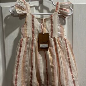 YOBABy Striped Pink and Cream Kids Dress